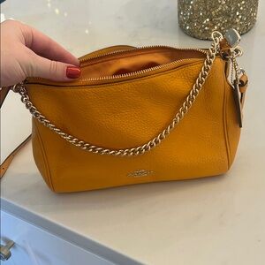 Coach Mustard Leather Chain Shoulder Bag